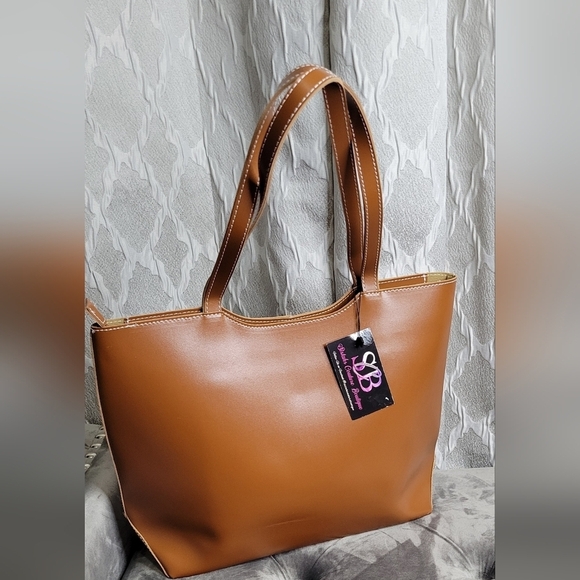 Brown Faux Leather Handbag & Tote - Picture 2 of 6